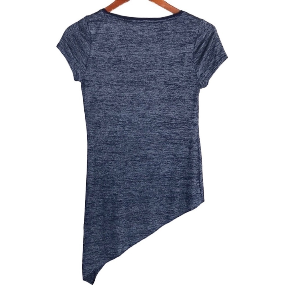 White House Black Market Asymmetrical Hem Blue Top Tee Shirt XS - Picture 6 of 12